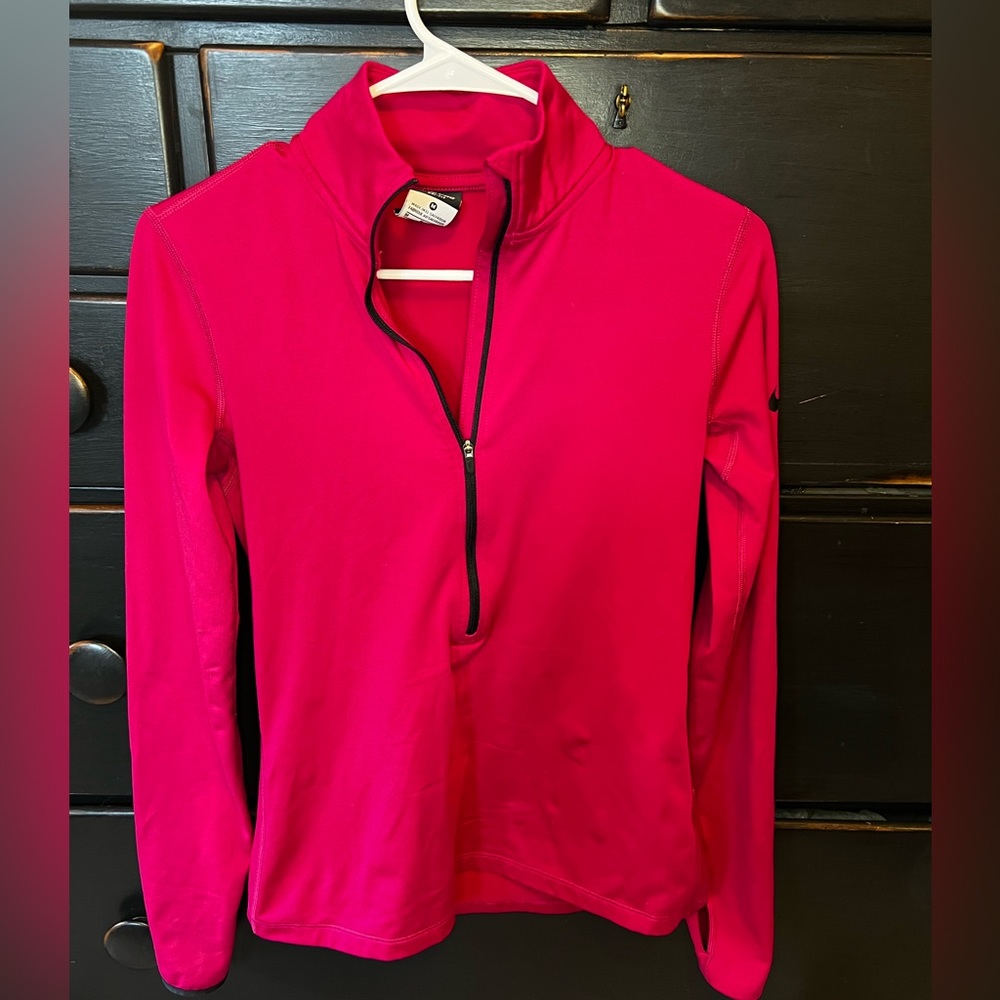 nike dri fit pink three quarter zip